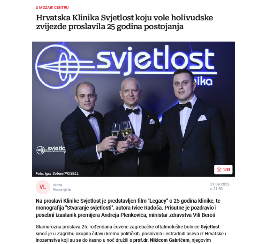 Hrvatska Klinika Svjetlost koju vole holivudske zvijezde proslavila 25 godina postojanja